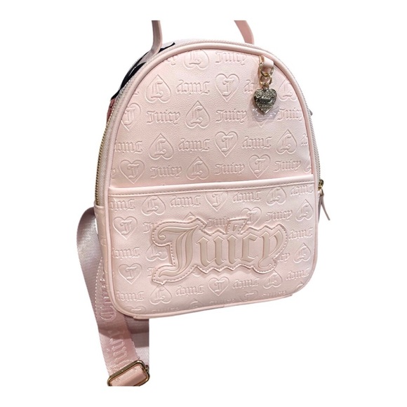 Juicy Couture baby pink powder blush upgrade U medium backpack with charm new - Picture 2 of 15